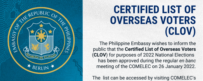 Advisory BN-2022-005 – Certified Lists of Overseas Voters (CLOV)