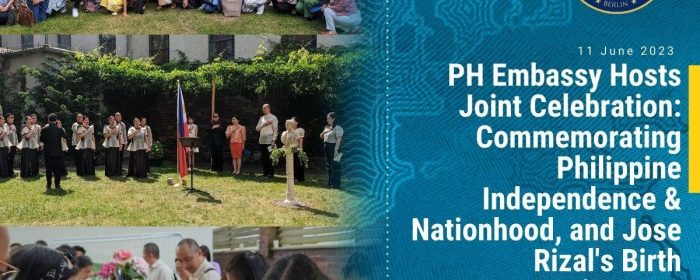 PR-ISBN-2023-012 – PHILIPPINE EMBASSY HOSTS JOINT CELEBRATION TO COMMEMORATE PHILIPPINE INDEPENDENCE  AND DR. JOSE RIZAL’S BIRTH ANNIVERSARY